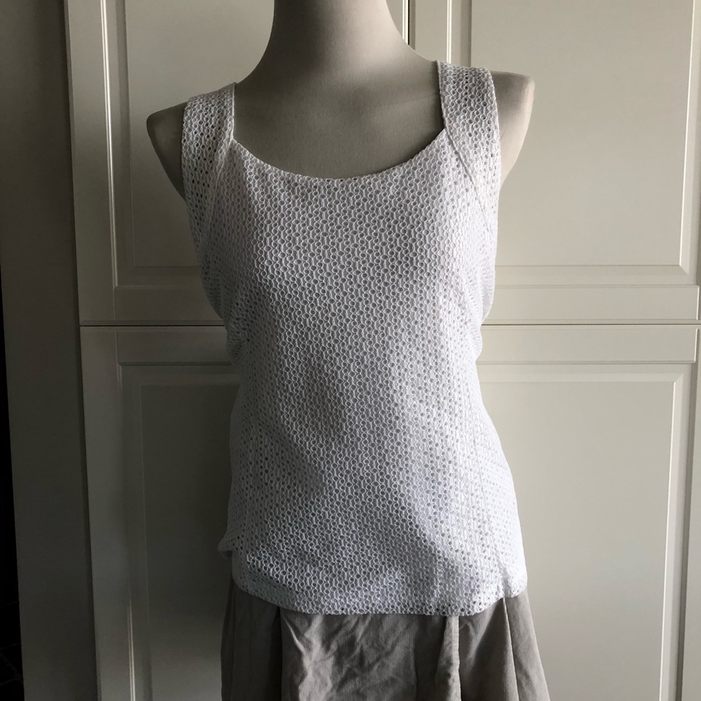 White Lace Back Zip Shell - Picture 6 of 10
